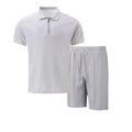 Solid Color Zippered Men's Polo Shorts Casual Suit