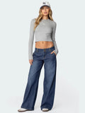Low-rise striped loose-fitting casual jeans
