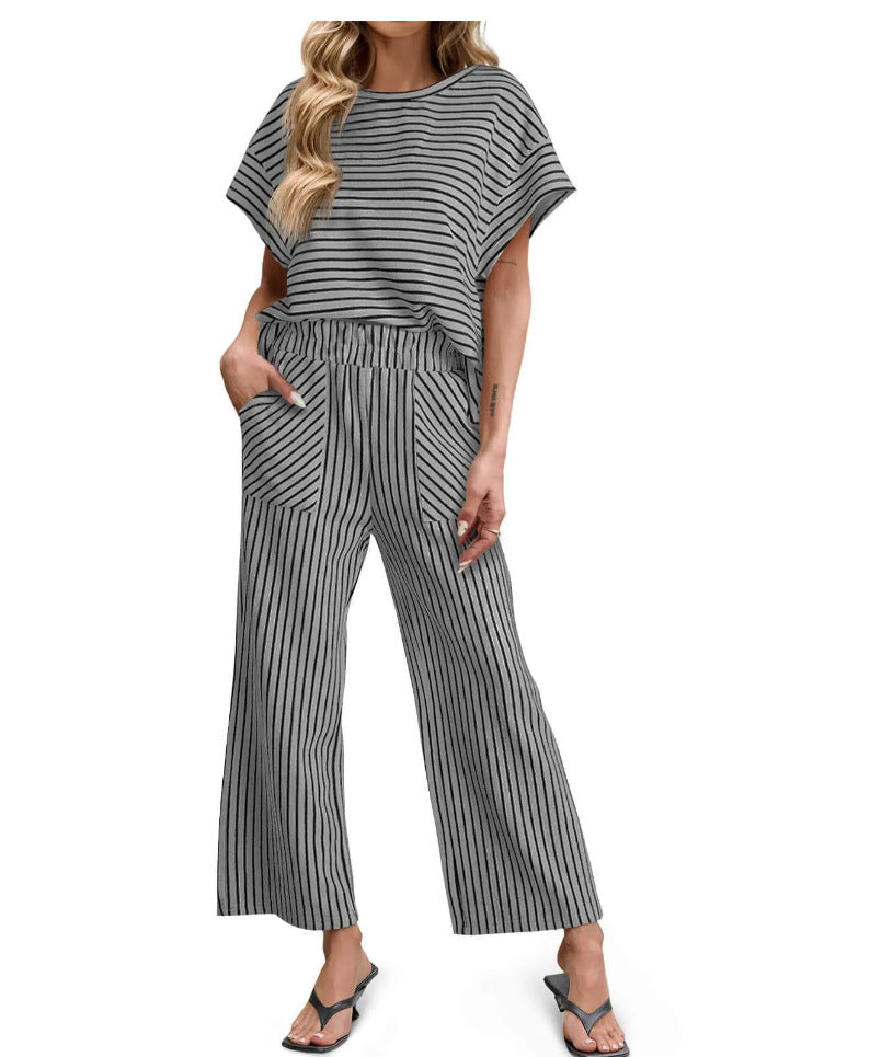 Women's striped two-piece suit