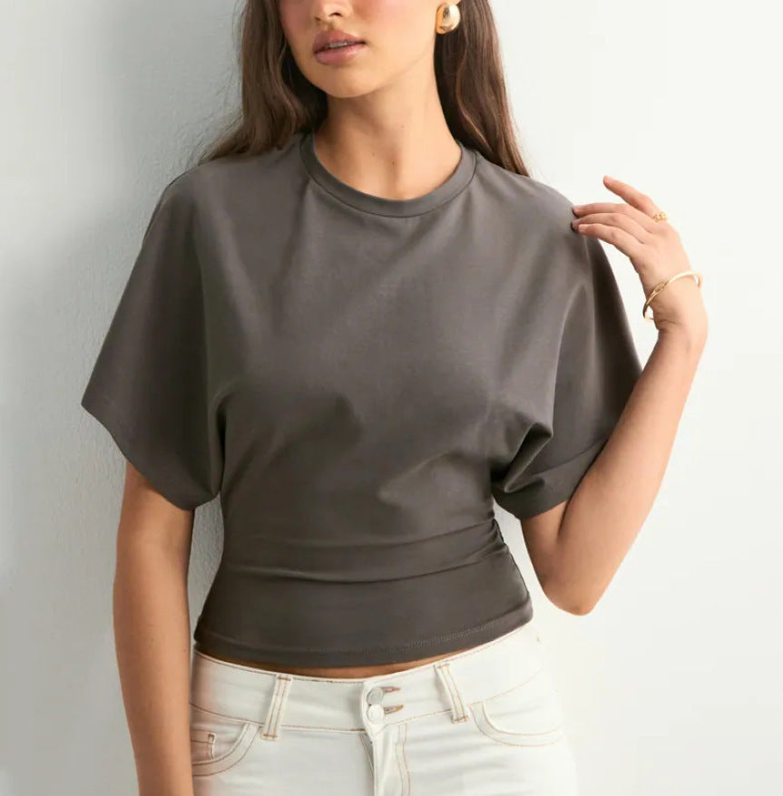 🔥 Batwing Sleeve Ruched Tee – This Flattering Basic Is Selling Fast!