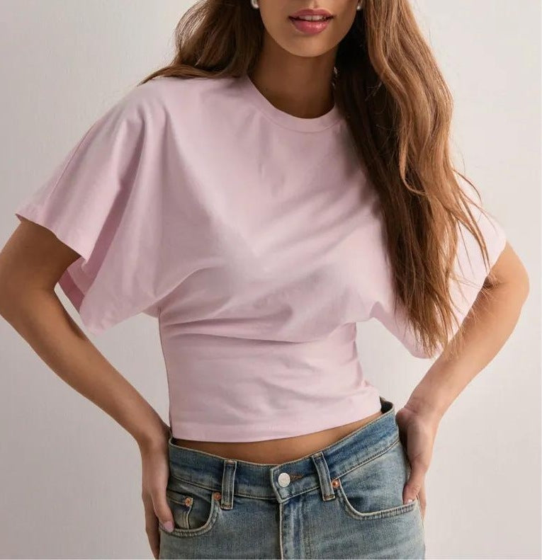 🔥 Batwing Sleeve Ruched Tee – This Flattering Basic Is Selling Fast!
