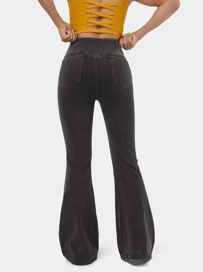 Women’s Crossover High Waist Functional Pocket Flare Bootcut Jeans