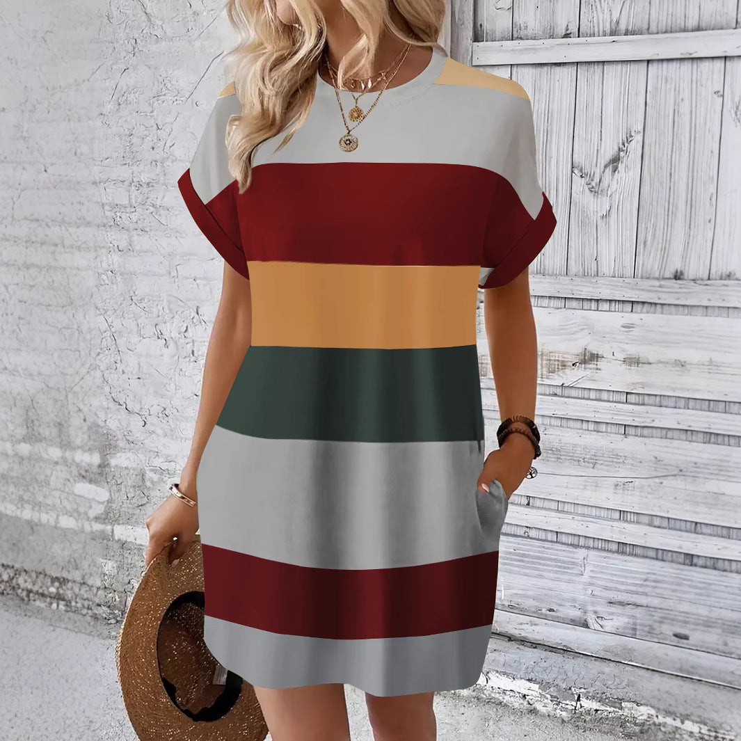 Color Block Stripe T-Shirt Dress
