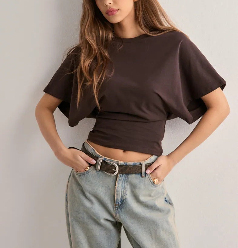 🔥 Batwing Sleeve Ruched Tee – This Flattering Basic Is Selling Fast!