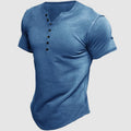 European and American men's Henley short-sleeved shirt