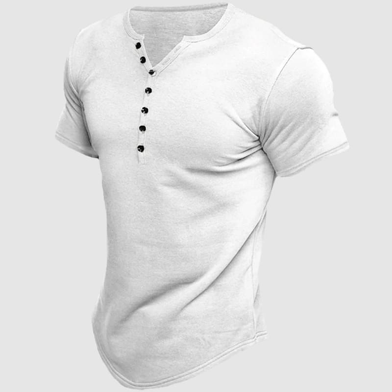 European and American men's Henley short-sleeved shirt