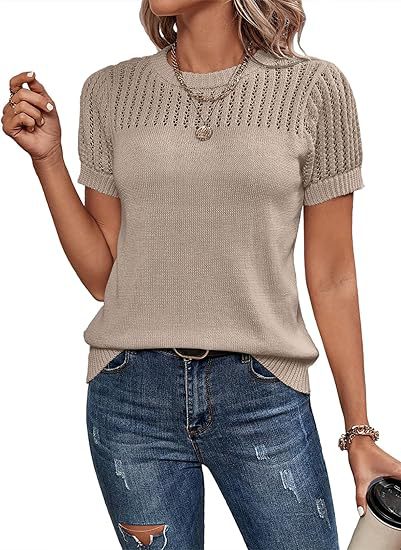 Simple round neck women's knit top