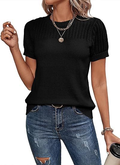 Simple round neck women's knit top