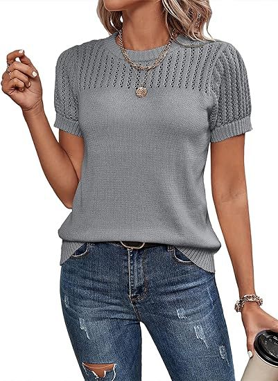 Simple round neck women's knit top