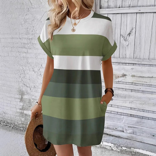 Color Block Stripe T-Shirt Dress