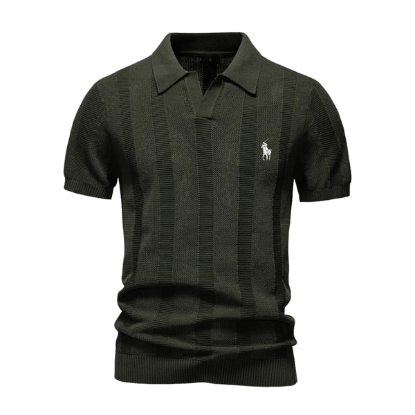 Textured Open-Collar Polo