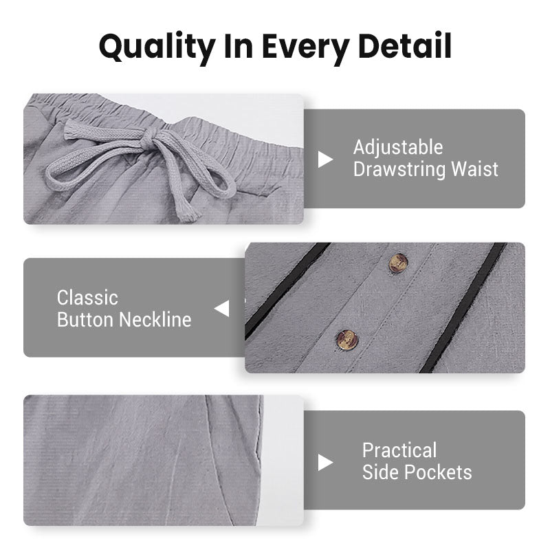 Men’s Half Button Hooded Long Sleeve Top & Drawstring Straight Pants 2-Piece Casual Set