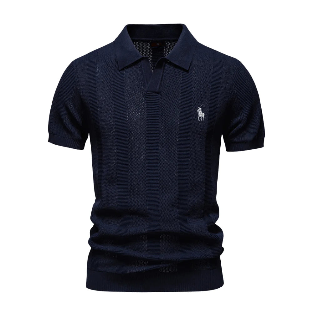 Textured Open-Collar Polo
