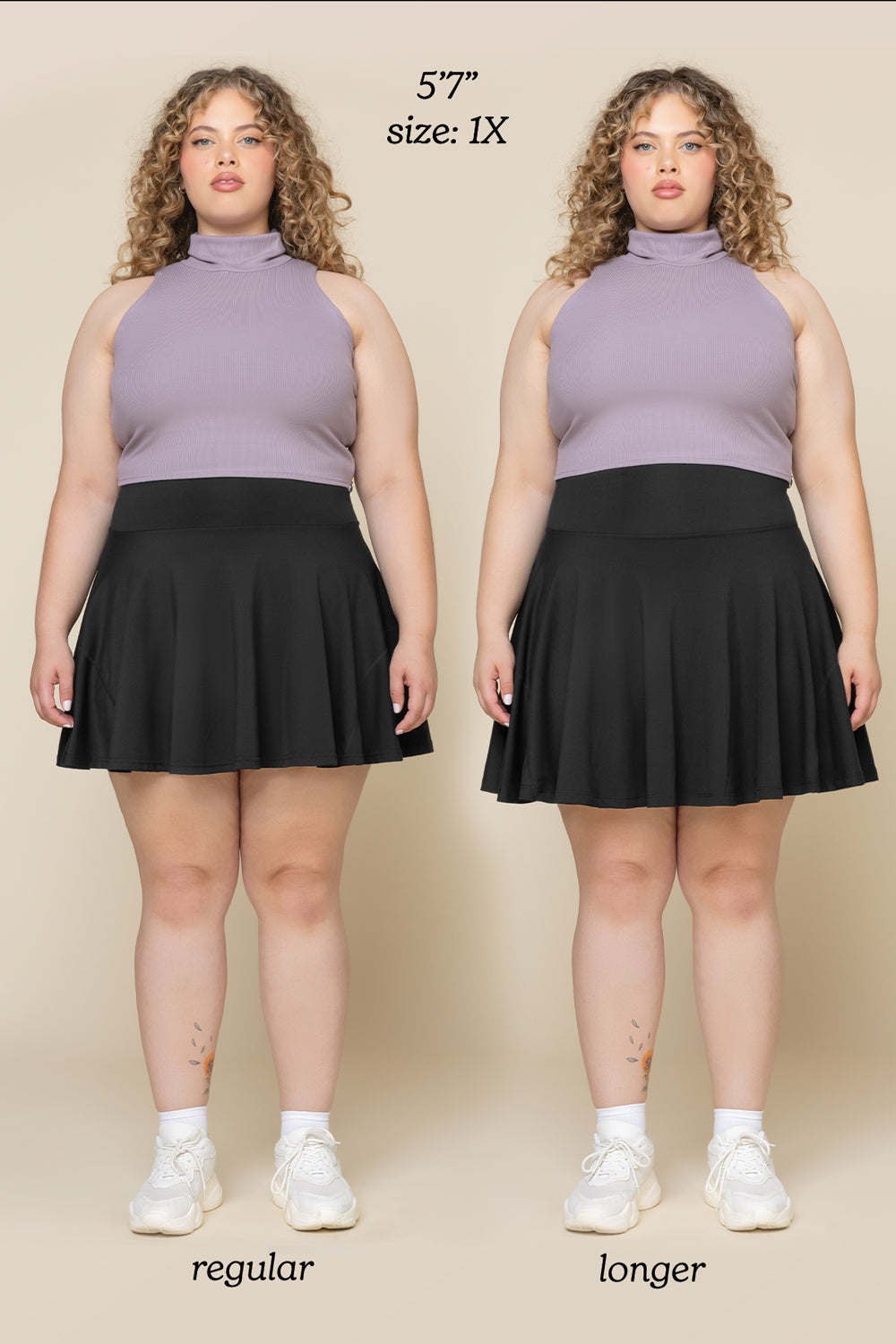 Elegant women's pleated tennis skirt, high-waisted athletic mini skirt, black