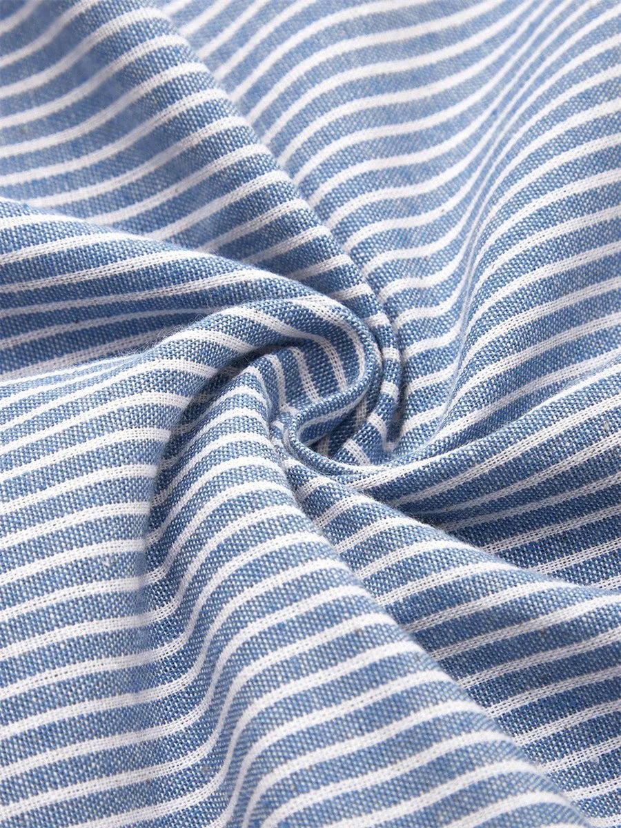 Women's Linen Blend Button-Detail Midi Dress