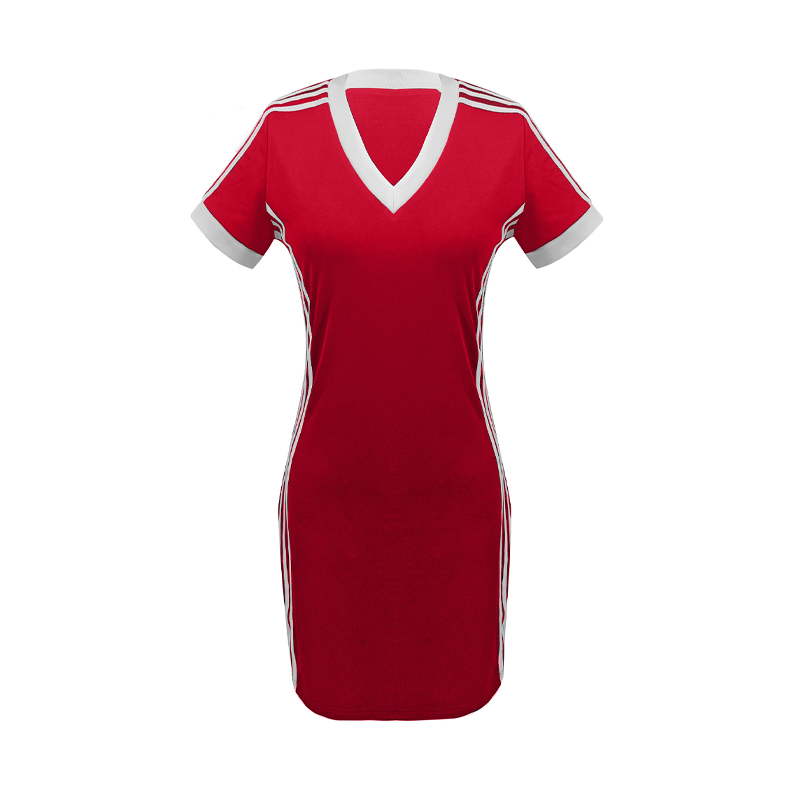 Women’s Sporty V-Neck Bodycon Mini Dress